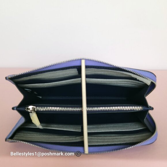KATE SPADE Devin Saffiano Leather Zip-Around Continental Wallet-Dark Periwinkle⭐ - Picture 15 of 16